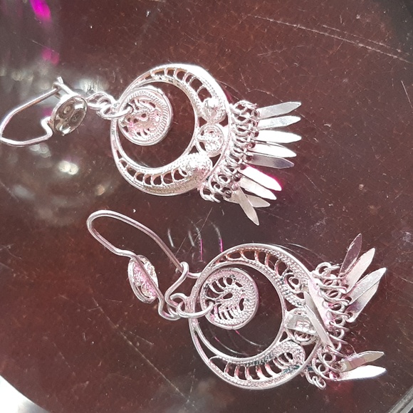 925 filigree sterling earrings - Picture 2 of 2